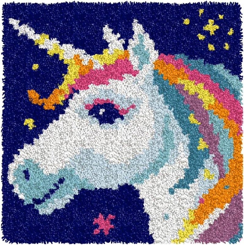 Numptain Latch Hook Kits for Adults,DIY Rug Crafts Unicorn Pattern Color Printed Canvas,Latch Hook Kits for Beginners Handmade Needlework Crafts Home Decoration,12"x12" NT23 - Image 1